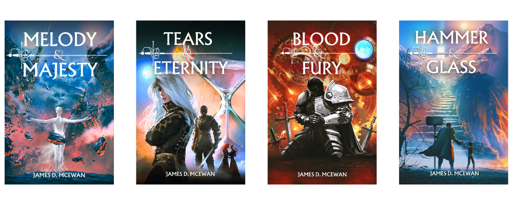 Four new book covers of the Kalleron series