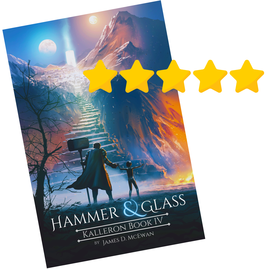 Hammer & Glass book cover with 5 gold stars